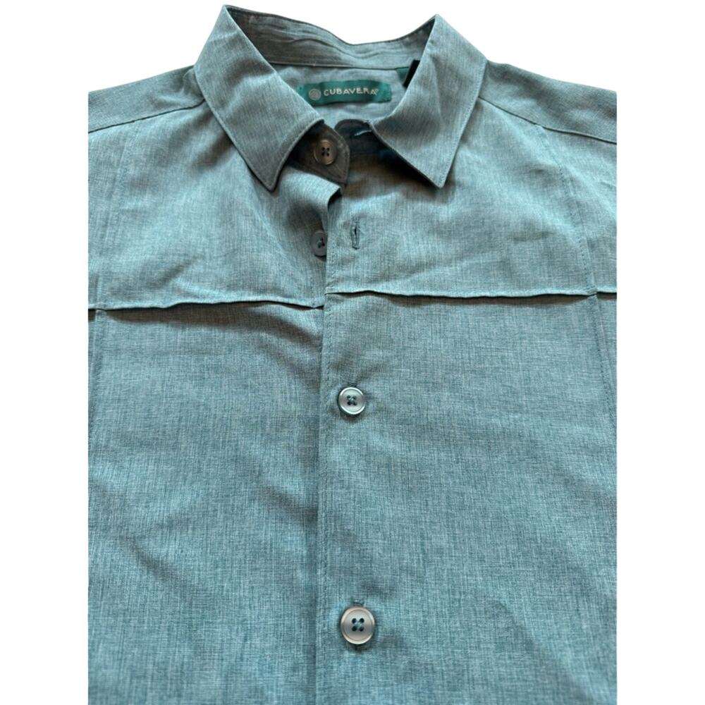 Cubavera Guayabera Shirt Men’s S Teal Blue Short Sleeve Button Front Resort - Picture 3 of 13